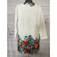 Nuevo Vestido Para Mujer Inspirado en Diseñador Sobre la Rodilla Grande Blanco Floral Multi