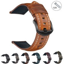 Correa de reloj de cuero genuino encerado engrasado vintage hecha a mano 18/20/22/24/26 mm