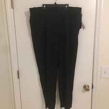 Pantalones de rayón Adolfo nuevos con etiquetas negros plisados delanteros a rayas talla 40 X 30 precio de venta sugerid