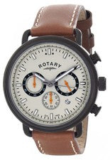 Reloj cronógrafo Rotary para hombre con esfera gris correa de cuero marrón GS00482/32