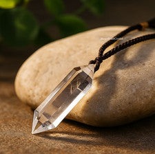 Colgante de cristal hexagonal de cuarzo transparente amuleto de curación energética para mujeres y hombres joyas
