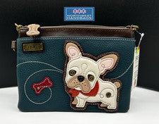 BOLSO BANDOLERA MINI BULLDOG FRANCÉS CACHORRO TURQUESA CHALA