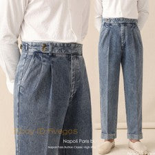 Pantalones informales de negocios de estilo británico Gurkha de mezclilla lavados para hombre de colección
