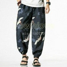 Hombres Pantalones Pantalones con Bandas al Tobillo Grúa Japonesa Informal Estilo Étnico Suelto Moda