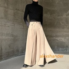 Retro Japonés Estilo Étnico Hombres Falda Pantalón Diseño Pierna Ancha Pantalones Largos Talla