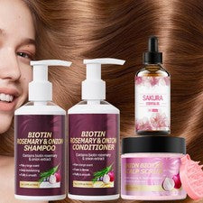 Set de champú y acondicionador de biotina anti-frizz cuidado del cabello lavado con peine para el cabello kit EE. UU.