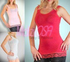 Top Mujer Made IN Italy Camiseta de Tirantes Camiseta Encaje Verano Moda