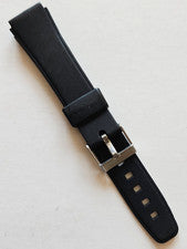 17 mm - Correa de reloj de goma negra - Resistente al agua (hebilla de acero inoxidable)