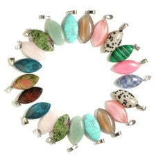 Colgantes de hojas de piedra natural surtidos de 30 piezas dijes de Reiki piedras preciosas cristal curativo