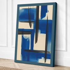 Impresión en lienzo minimalista de geometrías azules arte de pared decoración del hogar listo para colgar