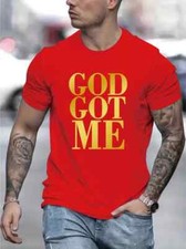 Camiseta Novedad Moda Dios Got Me Letra Gráfico Casual Manga Corta Camisetas