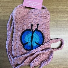 Mini Bandolera Skinnydip London Para Mujer Crochet, Rosa Mariposa