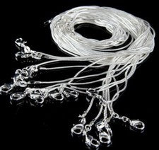 Collar de serpiente enchapado en plata 50/100X 1 mm cadena clásica joyería 16-24"" a granel