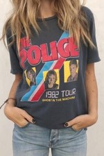 Camiseta The Police 1982 Tour básica negra remake camiseta estilo clásico
