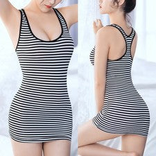 Vestido ceñido al cuerpo a rayas sin mangas para mujer de moda para noches de fiesta
