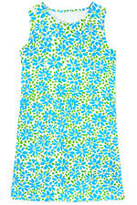 Vestido para mujer - Vestido estampado azul verde - Mini vestido - XL - Jersey algodón