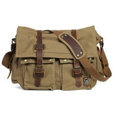 Bolso mensajero vintage de lona de cuero excedente militar del ejército 15-17 pulgadas para computadora portátil