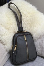 Valentina Mini Mochila Bolso de Viaje Cuero Genuino Marrón Taupe Dorado Cremallera ¡NUEVO WOW!