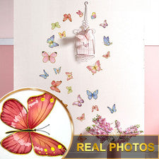 Calcomanía de pared llamativa mariposa con efecto brillante para interiores