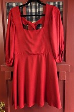 Mini Vestido Land of the Free Para Mujer Clásico Naranja Rojo Manga 3/4 Talla 8 Nuevo con Etiquetas
