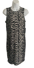 Vestido Vince Camuto para mujer sin mangas gráfico ilusión rico negro talla pequeña nuevo con etiquetas