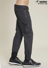 Pantalones deportivos negros de moda italiana para hombre con patrón de cremallera parte inferior elástica de Mondo