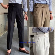 Pantalones de hombre italianos Nápoles retro finos cintura alta pantalones rectos pantalones informales