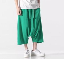 Pantalones de salón de algodón para hombre Pantalones de pierna ancha Verano Étnicos Informales Moda Retro