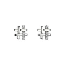 Pendientes mini cuadrados de plata de ley 925 circonitas para mujer