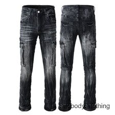 Nuevo Pop Estilo Carga Ropa de Trabajo Informal Para Hombre Pantalones Bolsillo Lateral Hip Hop Pantalones de mezclilla 