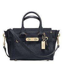 Nuevo Bolso para Mujer COACH SWAGGER 20 EN CUERO GRANULADO 36235 Azul Marino Dorado Claro