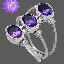 Anillo de plata de ley 925 con piedras preciosas ovaladas de amatista hecho a mano anillo de joyería para regalo