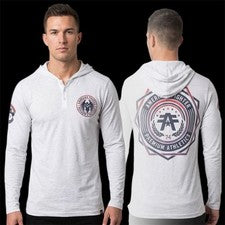 AMERICAN FIGHTER Plata CAPELLA Manga Larga Henley Térmica Sudadera con Capucha Camiseta Nueva con Etiquetas