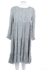 pieces Kleid Midikleid Blumen Print L graugrün NEU