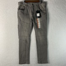Pantalones de mezclilla genuinos auténticos para hombre 32/32 gris calce de moda nuevos con etiquetas
