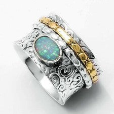 Anillo de ópalo anillo giratorio de plata de ley 925, anillo de meditación, anillo giratorio de ópalo