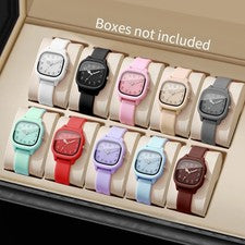 NUEVO Reloj Pulsera Mujer Cuarzo Banda Silicona Cuadrado Moda Analógico Regalo