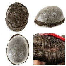 Sistema de unidad de cabello humano de reemplazo de cabello toupee para hombre todo polipiel 8X10
