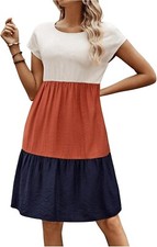 NUEVO CON ETIQUETAS VESTIDO SHEIN colorblock manga corta verano swing cambio mujer talla 4XL