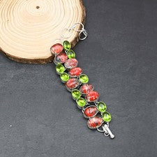 Pulsera de joyería de plata esterlina 925 con piedras preciosas de peridoto d...