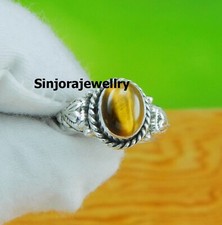 Anillo de regalo hecho a mano con piedras preciosas ojo de tigre 925 talla 5 a 10 de EE. UU.