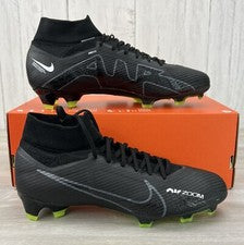 BOTINES DE FÚTBOL NIKE ZOOM MERCURIAL SUPERFLY PRO FG TALLA 7,5 NEGROS VOLTIOS DJ5598-001