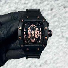 Reloj de Lujo para Hombre Hip Hop Informal Deportivo Negro Banda de Silicona Impermeable Moda