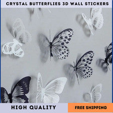18 pegatinas de pared de mariposa de cristal 3D para decoración de arte de habitación y hogar