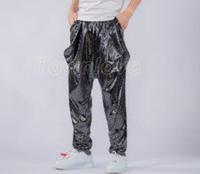 Pantalones holgados harén sueltos informales con lentejuelas brillantes de fiesta de moda para hombre