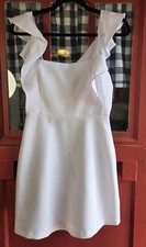 Mini Vestido BCBGeneration Para Mujer Blanco Sin Mangas Volantes Correa Talla 0 Nuevo con Etiquetas