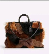 COACH ROGUE 39 PIEL DE OVEJA PATCHWORK OSCURO/MULTI CO225 NUEVO CON ETIQUETAS