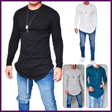 Camisetas Para Hombre Lycra S-3Xl Mangas Largas Hombres Camiseta Color Puro Informal Para Hombre Largas