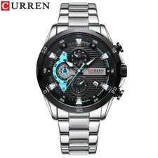 x Orologio Uomo Curren 8402 Chronograph - Acciaio Inox, Nero/Blu, Sportivo lac