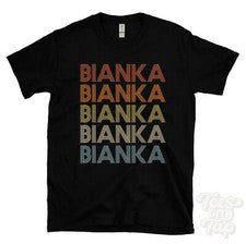 CAMISETA BIANKA ESTILO RETRO REPETIDO Hombre y Mujer Novedad Genial Nombre Regalo